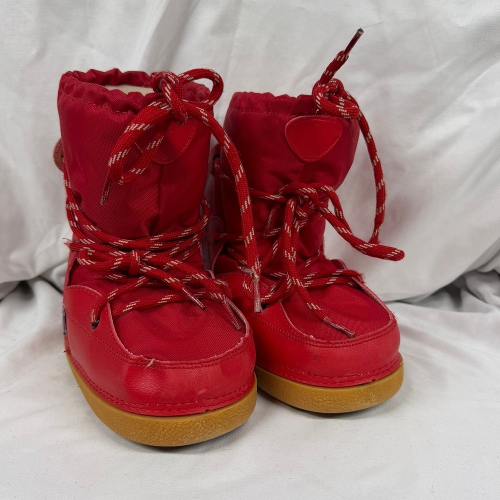 Decathlon Bootny Kids Red Snow Boots Made in Italy Paw Print Sole Size 12 US